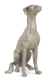 Cast Aluminum Figure of a Greyhound at Attention