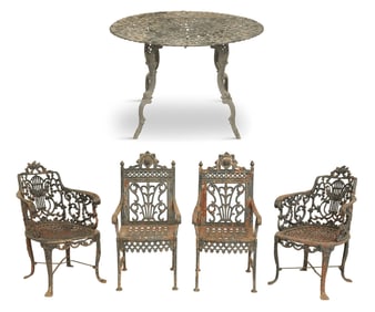 Five Pieces of Cast Iron Garden Furniture