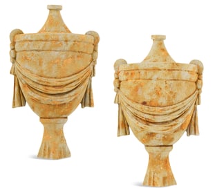 Pair of Molded Plaster Draped Urns