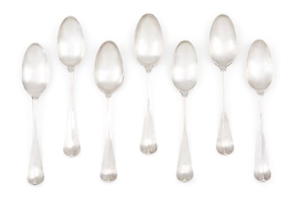 Seven 18th-Century Dutch Silver Tablespoons