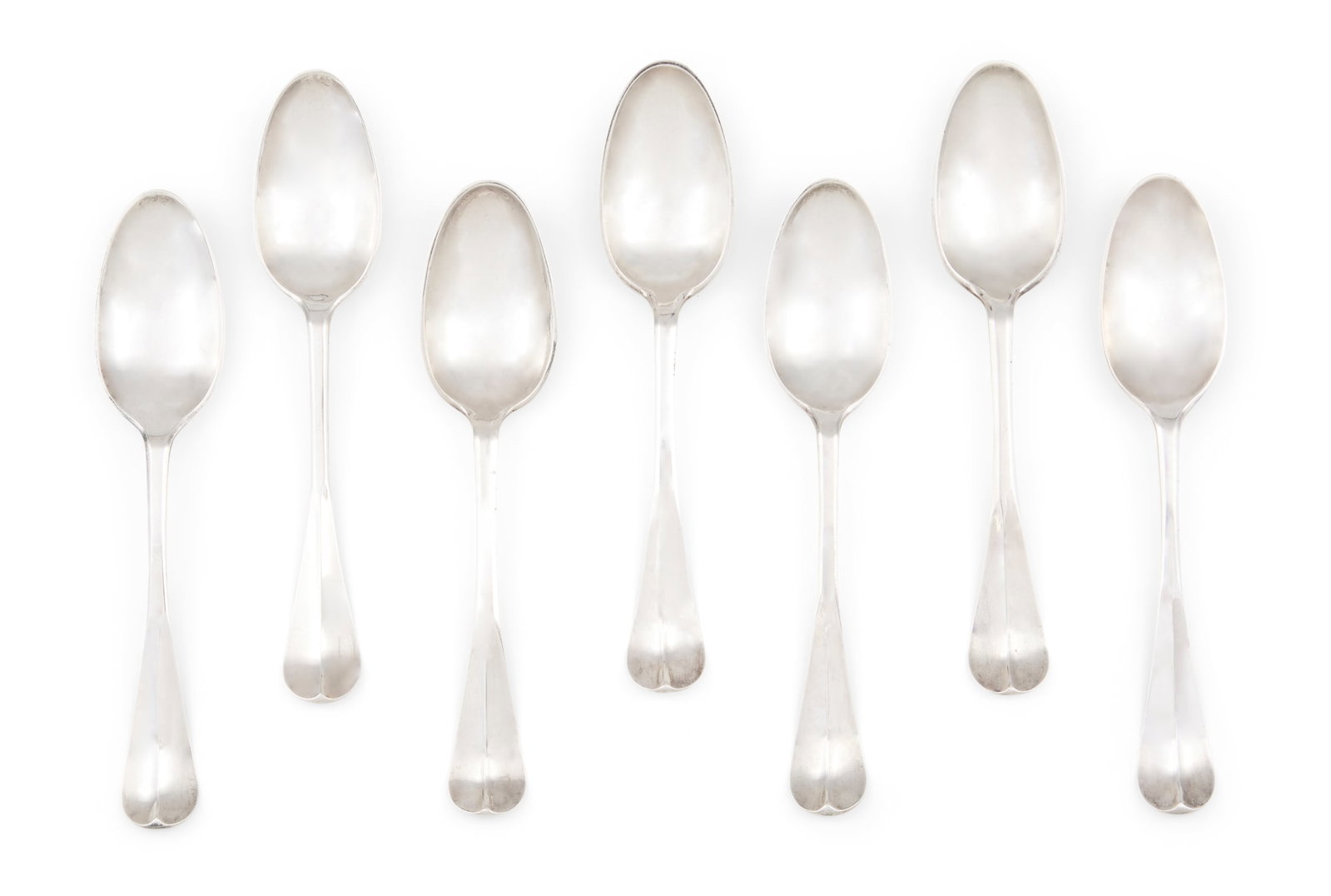 Seven 18th-Century Dutch Silver Tablespoons: Seven 18th-Century Dutch Silver Tablespoons Zierikzee, 1774-1779, by Cornelis van den Thoorn (1716-1790), each with spatulate handle with pronounced mid-rib. l. 8-3/8"; 14.01 total t. oz. Note: J
