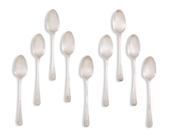 Nine Georgian Sterling Silver Teaspoons