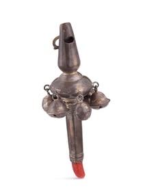 Late Georgian Silver and Coral Baby Rattle