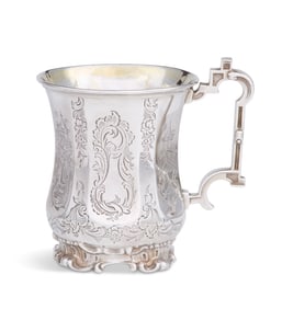 Early Victorian Sterling Silver Chinoiserie Mug