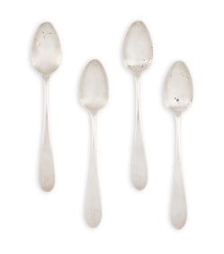 Four Virginia Coin Silver Teaspoons