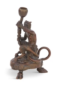 French Bronze Figural Satyr Taperstand