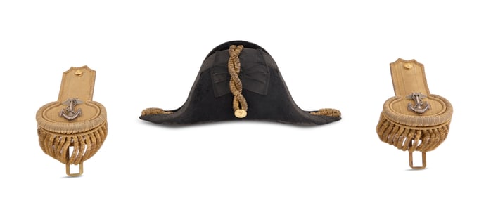 Royal Navy Lieutenant's Bicorne and Epaulettes