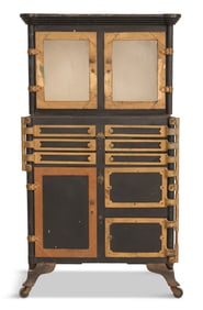 Brass-Bound Black-Enameled Dental Cabinet
