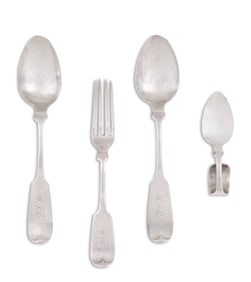 Four Pieces of Mobile Coin Silver Flatware