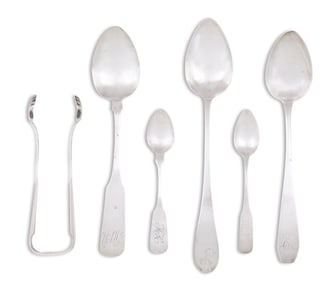Six Pieces of American Coin Silver Flatware