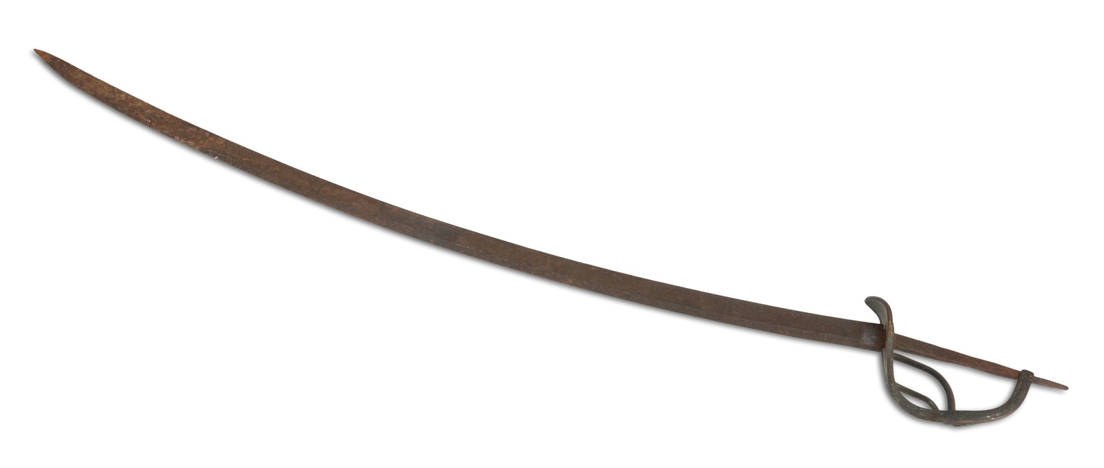 Mid-19th-Century Cavalry Sabre: Mid-19th-Century Cavalry Sabre possibly Civil War era, in relict condition, probably Ames (worn mark on ricasso), with three arm hand guard, no grip, pommel or scabbard. blade l. 34-1/2", overall