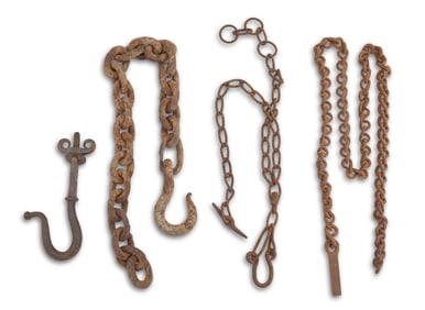 Antique Forged Iron Chains and Hook