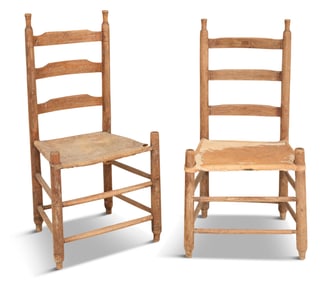 Near Pair of Acadian Ladderback Side Chairs