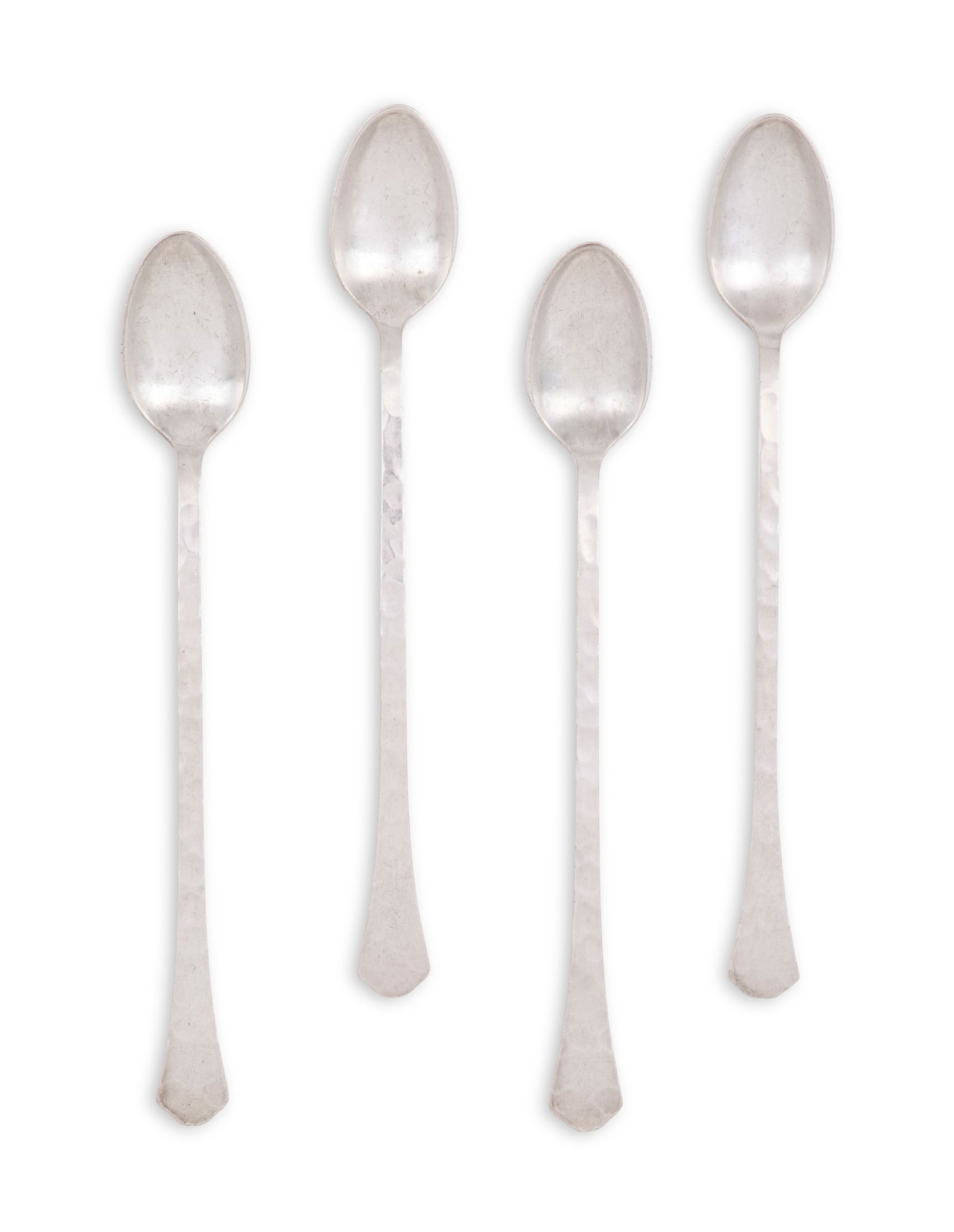 Four Newcomb College Silverplate Soda Spoons: Four Newcomb College Silverplate Soda Spoons first quarter 20th century, by Albert Pick & Co., Chicago, Illinois, each with a hammered finish and the "NC" Newcomb College monogram. l. 8"