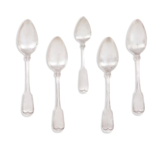 Five New Orleans-Retailed Coin Silver Spoons