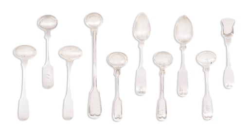 Ten New Orleans Silver Salt and Other Spoons