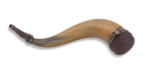 Rare New Orleans Silver-Mounted Powder Horn