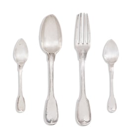 French Silver "Fiddle Thread" Flatware