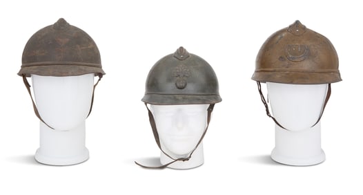 Three French M-15 Adrian Helmets