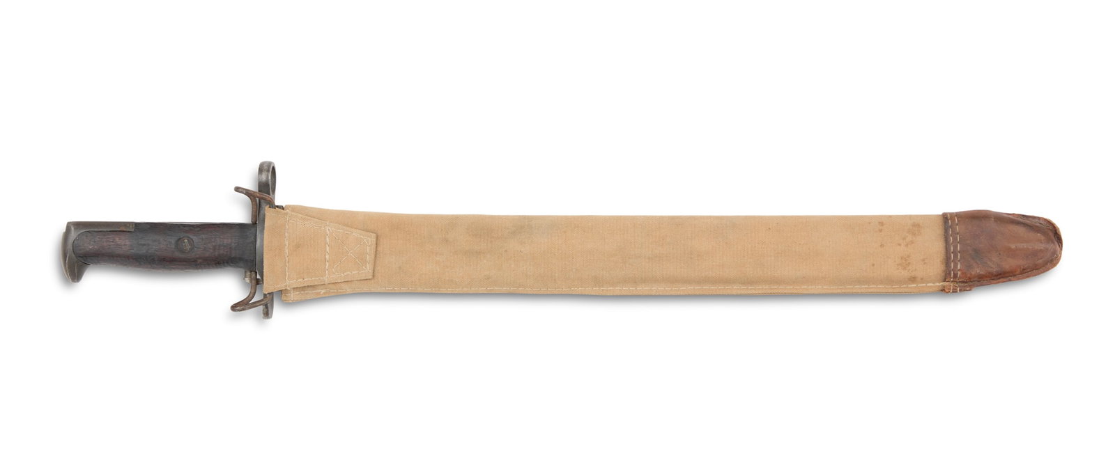 U.S. Model 1905 Bayonet: U.S. Model 1905 Bayonet 2nd type, the ricasso marked SA with a "flaming bomb" for the Springfield Arsenal and dated 1918 one one side and with "US / 792721" on the other; the canvas and leather scabba