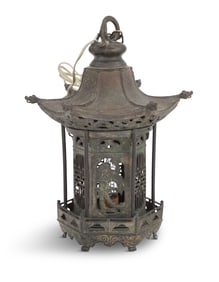 Japanese Patinated Metal Garden Lantern
