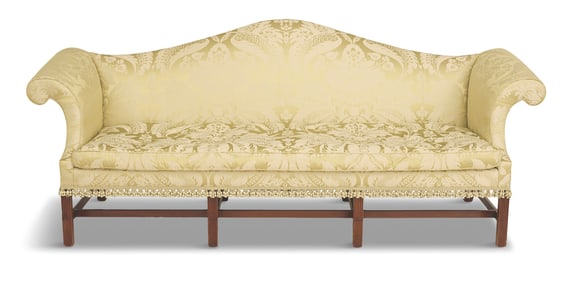 George III-Style Mahogany Camelback Sofa