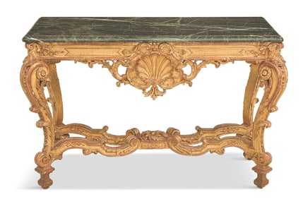 Giltwood Marble-Top Console Table