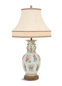 Chinese Rose Canton Porcelain Lamp