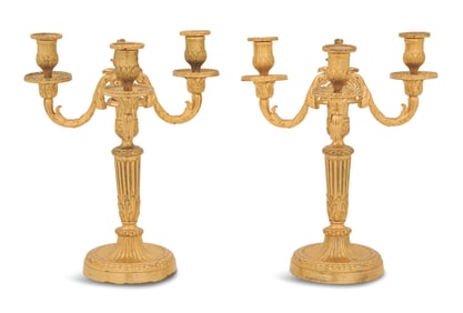 French Directoire Bronze Dore Candelabras