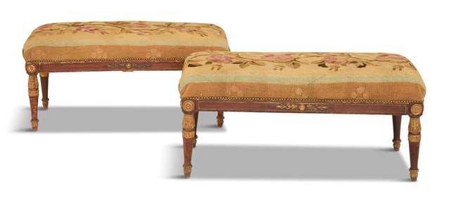 Empire Mahogany and Parcel-Gilt Benches