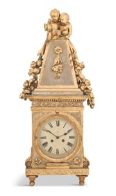 Impressive Swedish Painted and Parcel-Gilt Clock