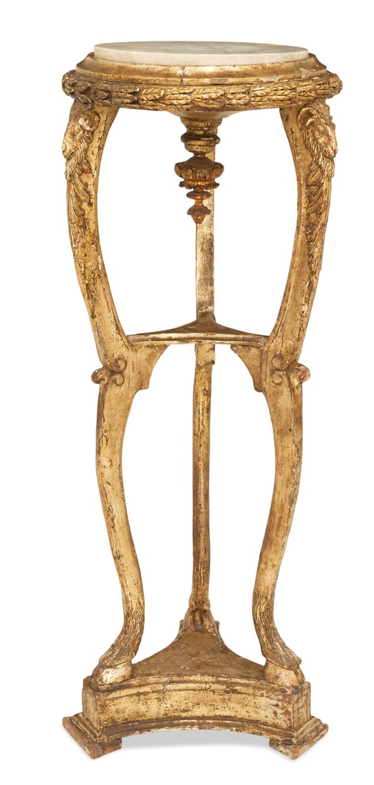 French Marble-Top Giltwood Torchere Stand (1 of 3)
