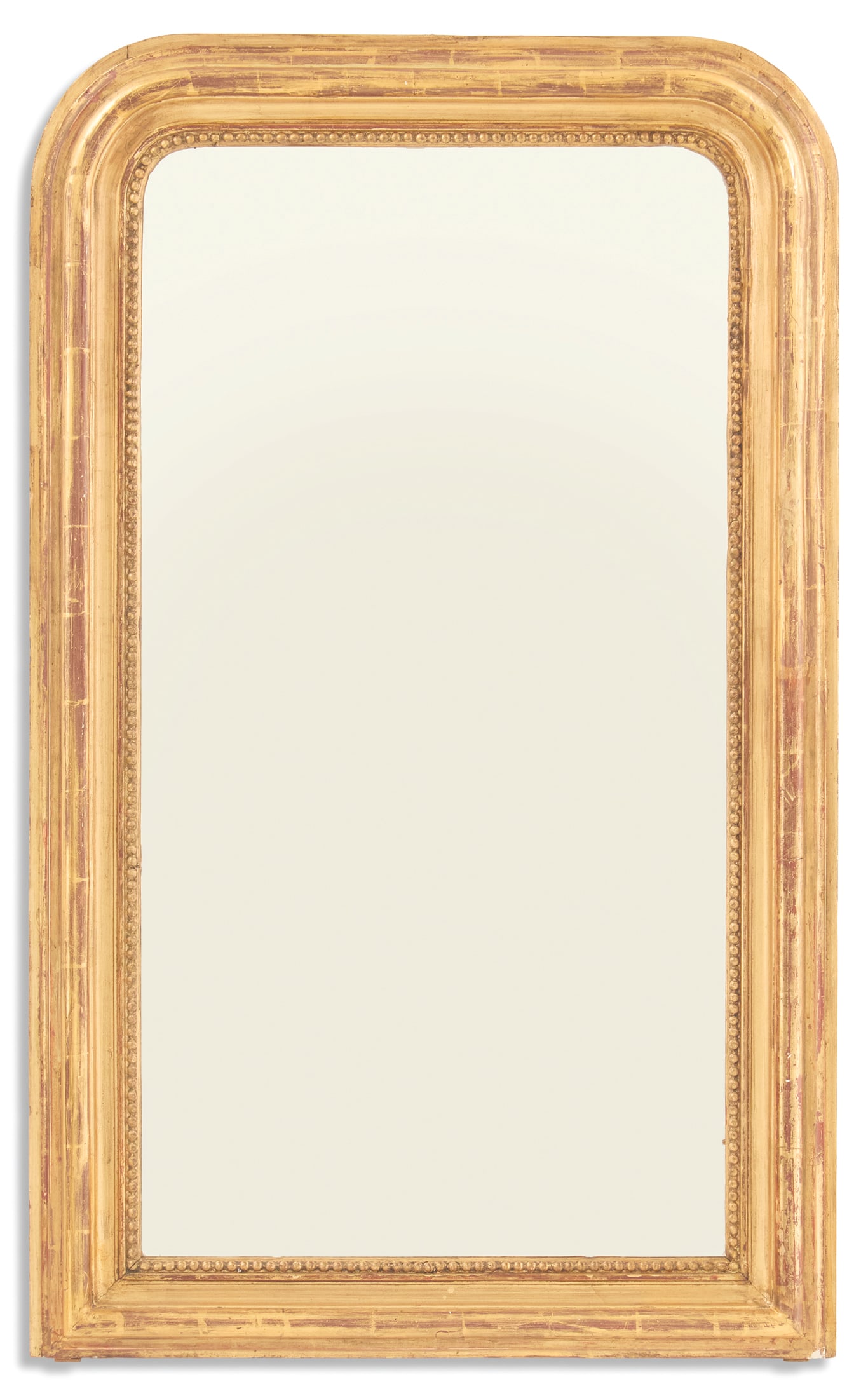 French Louis Philippe Giltwood Mirror: French Louis Philippe Giltwood Mirrormid-19th century, the molded mirror surround carved with beading, lining the mirror plate.h. 57", w. 30-1/2"