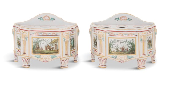 Pair of Marseilles Faience Bouquetieres