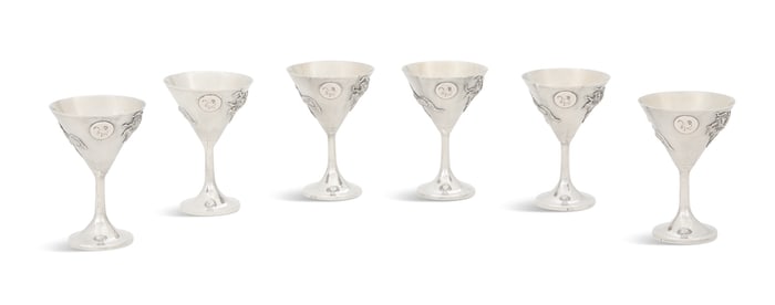 Six Chinese Export Silver Cordials