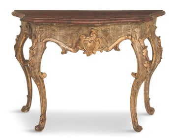 Silver-Leaf and Parcel-Gilt Console Table
