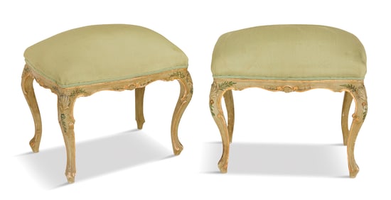 Pair of Venetian Parcel-Gilt Stools