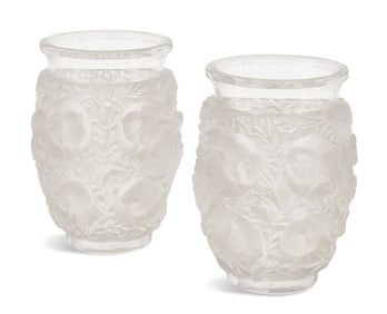Pair of Lalique "Bagatelle" Crystal Vases