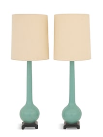 Pair of Contemporary Chinese Export Bottle Lamps