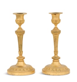 Pair of French Gilt-Bronze Candlesticks