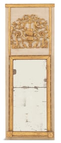 French Painted and Parcel-Gilt Trumeau Mirror