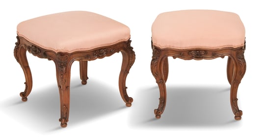 Pair of French Walnut Footstools