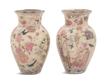 Pair of Decalcomania Vases