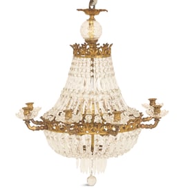 Bronze and Crystal Chandelier