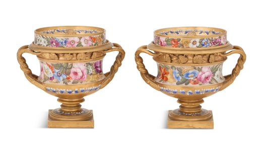 Pair of English Porcelain Fruit Coolers