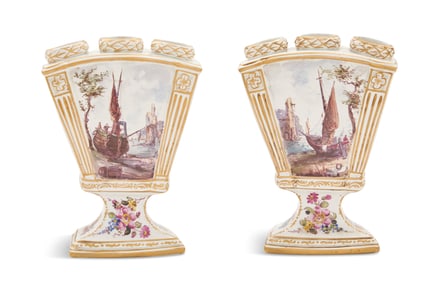 Pair of Hoechst Faience Tulipieres