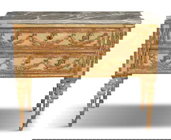 Painted and Parcel-Gilt Marble-Top Commode (1 of 4)