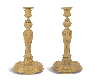 Pair of Napoleon III Bronze Candlesticks