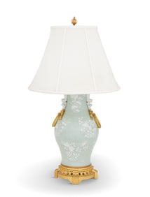 Porcelain and Gilt-Bronze Lamp
