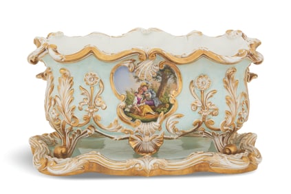 Rare Paris Porcelain Jardiniere and Stand